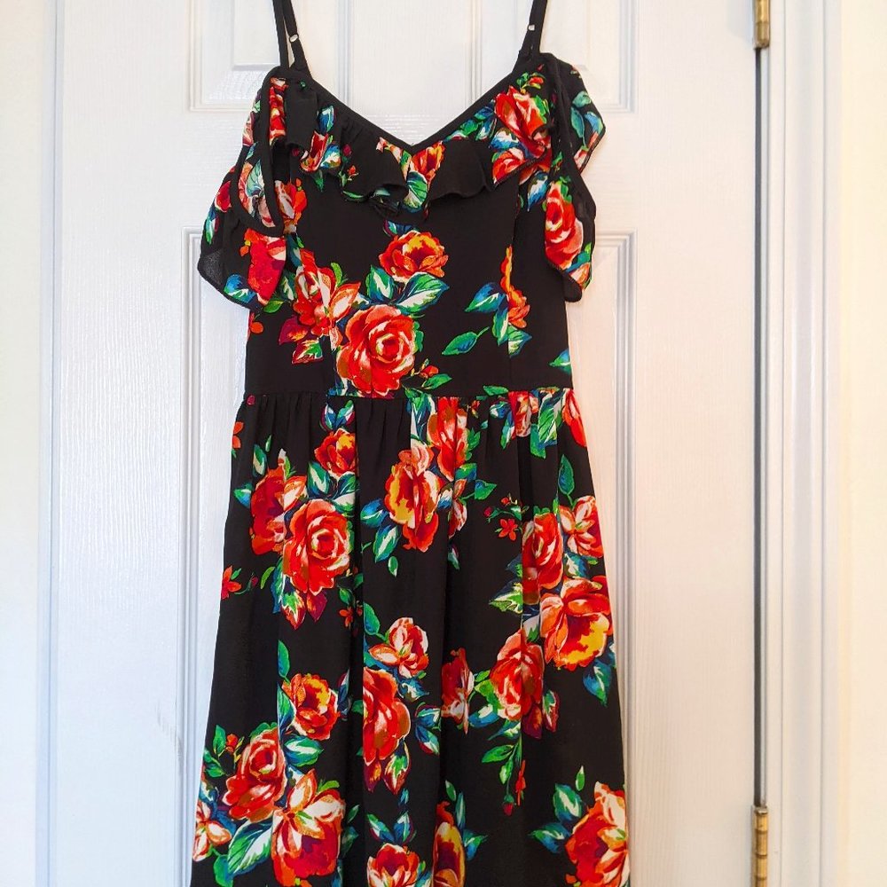 Black Floral Off-the-Shoulder Dress